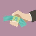 Flat design retro style icon business hand holding Royalty Free Stock Photo