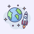 Rockets around the earth Vector Ilustration Premium