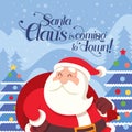 Flat design Santa Claus in Christmas snow scene=