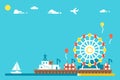 Flat design Santa Monica pier