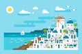 Flat design santorini cityscape view