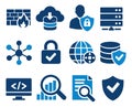 Flat design IT security icons set featuring network, data, and user protection elements for digital safety Royalty Free Stock Photo