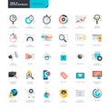Flat design SEO and website development icons for graphic and web designers