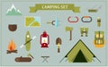 Flat design Set camping Royalty Free Stock Photo