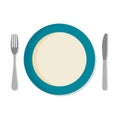 Flat design set with a fork, knife and dinner