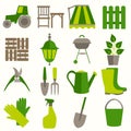 Flat design set of gardening tool icons