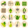 Flat design set of gardening tool icons
