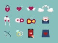 Flat design set for icons for Valentines day