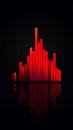 Flat design simple bar chart with dramatically decreasing red bars on black background, emphasizing fall Royalty Free Stock Photo