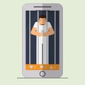 Flat design of smartphone addiction. Cartoon character.