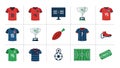 Flat Design Soccer and Football Icon Set Royalty Free Stock Photo