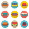 Flat Design Sofa Icons