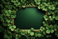 Flat design St. patrick's day, festive leprechaun green shamrocks on photo frame. Generative AI