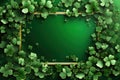 Flat design St. patrick's day, festive leprechaun green shamrocks on photo frame. Generative AI