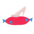 flat design stars princess girls, fashion beauty legend vector. beautiful elegance Crystal glass slipper with diamonds