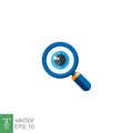 Flat Design Style Analysis icon, magnify glass, eye Royalty Free Stock Photo