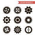 Flat Design Style Black Gear Wheels Icons Set Royalty Free Stock Photo