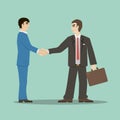 Flat design style businessmans shaking hands signing an important deal leading to success Royalty Free Stock Photo