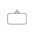 Flat design style vector of blank hanging sign symbol icon on white. Black outlines