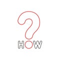 Flat design style vector concept of how text with question mark icon on white. White and colored outlines Royalty Free Stock Photo