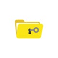 Flat design style vector concept of key unlock or open folder keyhole Royalty Free Stock Photo