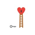 Flat design style vector concept of love key reach to keyhole in