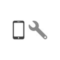 Flat design style vector concept of repair smartphone with spanner Royalty Free Stock Photo