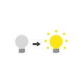 Flat design style vector concept of grey bad idea light bulb glowing and symbolizes good idea Royalty Free Stock Photo