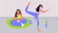 Flat design style yoga girls with different poses