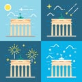 Flat design 4 styles of Brandenburg gate Berlin Germany Royalty Free Stock Photo