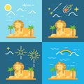 Flat design 4 styles of Sphinx of Giza Egypt Royalty Free Stock Photo
