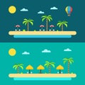 Flat design of summer paradise beach Royalty Free Stock Photo