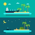 Flat design of summer paradise beach Royalty Free Stock Photo