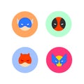 Flat design of superhero character vector icons