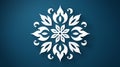 Flat design symmetrical pattern around the circle Floral motif on blue background