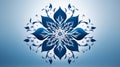 Flat design symmetrical pattern around the circle Floral motif on blue background