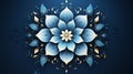 Flat design symmetrical pattern around the circle Floral motif on blue background