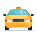 Flat design taxi car front view. Vector illustration.