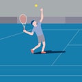 Flat design tennis player serving vector