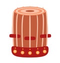 Flat design of a traditional wooden bongo drum. Percussion music instrument vector illustration Royalty Free Stock Photo