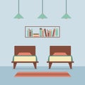 Flat Design Twin Beds Interior Royalty Free Stock Photo