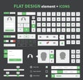 Flat design ui kit elements set with flat icons Royalty Free Stock Photo