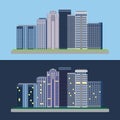 Flat design urban landscape day and night Royalty Free Stock Photo