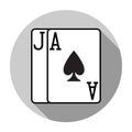 Blackjack combination - Ace & Jack - Flat design vector icon Royalty Free Stock Photo