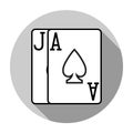 Blackjack combination - Ace & Jack - Flat design vector icon Royalty Free Stock Photo