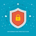 Flat design vector business illustration concept information protection shield Royalty Free Stock Photo