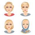 Different female hairstyles. For the woman with blonde hair, middle aged woman