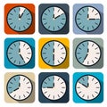 Flat Design Vector Clock Illustration Set Royalty Free Stock Photo