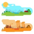 Flat design vector concept illustration with icons of ecology, environment, green energy and pollution Royalty Free Stock Photo