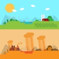 Flat design vector concept illustration with icons of ecology, environment, green energy and pollution Royalty Free Stock Photo